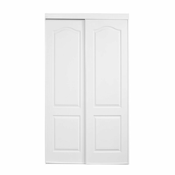 Renin Renin 72 in. x 80 1/2in. Savona 2 Panel Arched Design Steel Frame Bypass Door BY0109BWPRC072080